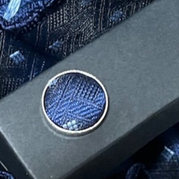 Handmade 100% Silk Cuff Links & Handkerchief Blue - Picture 5 of 11